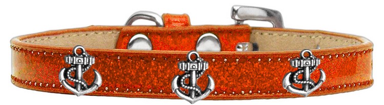 Silver Anchor Widget Dog Collar Orange Ice Cream Size 16